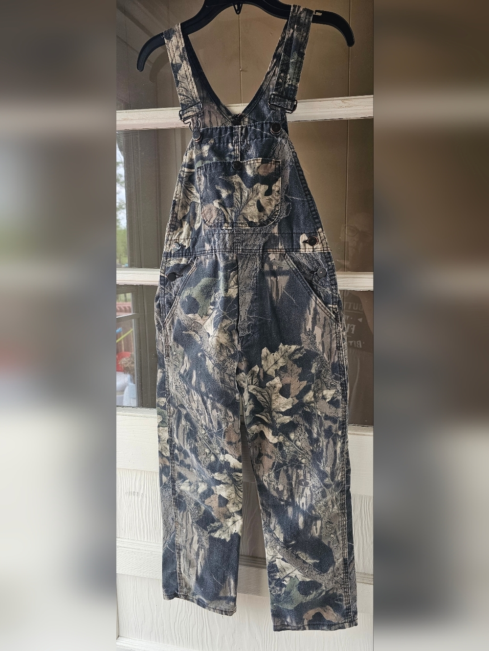 Size Small RedHead Kids Camo Print Overalls in Black and Tan